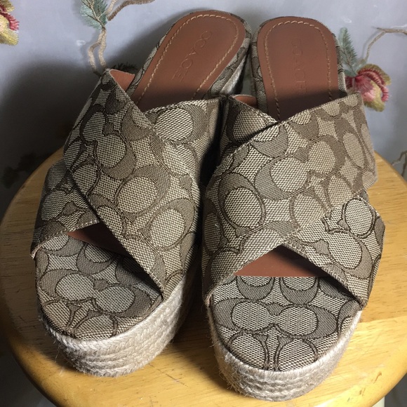 Coach Shoes - ✨Coach Wedge Sandals ~ Criss Cross ~ Slide Ons